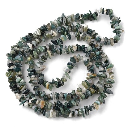 Natural Moss Agate Beads Strands, Chip