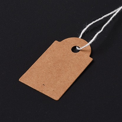 Kraft Paper Tags, with Cotton Wire, Blank Price Tag, Rectangle