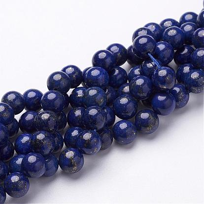Qualité teints un lapis lazuli naturelles perles brins, ronde, 8mm, Trou: 1mm, Environ 50 pcs/chapelet, 16 pouce