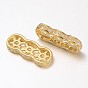 Filigree Brass Micro Pave Cubic Zirconia Spacer Bars, 18x7x2.5mm, Hole: 1mm
