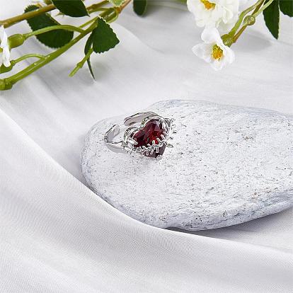 Red Heart Zirconia Ring Adjustable Gemstone Promise Ring Fashion Solitaire Love Eternity Open Ring Jewelry Gift for Women Mother's Day birthday Wedding Engagement