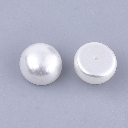 ABS Plastic Imitation Pearl Beads, Half Drilled, Dome/Half Round
