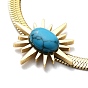 Bracelet à maillons ronds en étoile turquoise synthétique et strass avec chaînes à chevrons, placage ionique (ip) 304 bracelet en acier inoxydable
