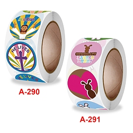 8 Styles Easter Stickers, Adhesive Labels Roll Stickers, Gift Tag, for Envelopes, Party, Presents Decoration, Flat Round with Word/Rabbit Pattern