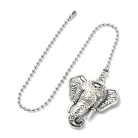 Elephant Tibetan Style Alloy Ceiling Fan Pull Chain Extenders, with Iron Chains