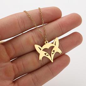 Cute Animal Necklace with Fox Pendant for Women, Hollow Out Design Collarbone Chain Jewelry