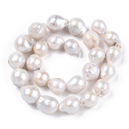 Hebras de perlas keshi de perlas barrocas naturales, perla cultivada de agua dulce, lágrima