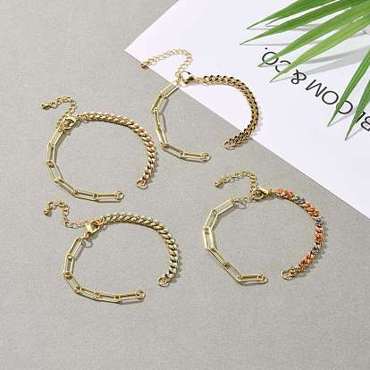 Fabrication de bracelet chaîne en laiton émaillé, avec chaîne gourmette et chaînes trombone, couleur mixte