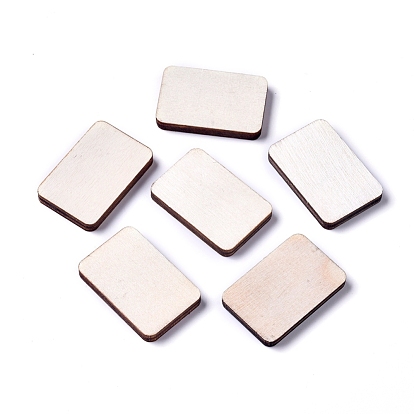 Cabochons en bois de peuplier blanc non fini, rectangle