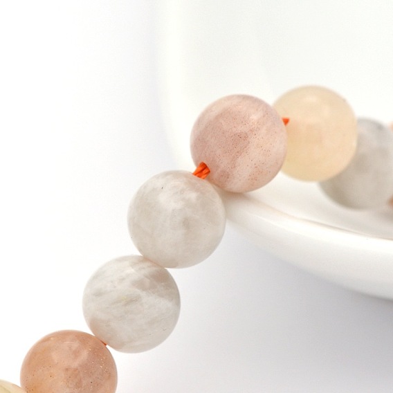 Brins de perles rondes multi-pierres de lune naturelles