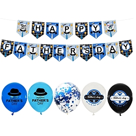 Father's Day Theme Party Decoration Set, including 1 Strand Happy Father's Day Paper Banner & 20Pcs Balloon