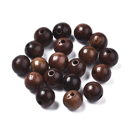 Natural Wood Beads, Waxed Wooden Beads, Undyed, Round, Lead Free