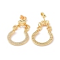 Clear Cubic Zirconia Teardrop Dangle Stud Earrings, Brass Jewelry for Women