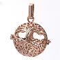 Rack Plating Brass Cage Pendants, For Chime Ball Pendant Necklaces Making, Hollow Round