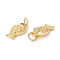 Brass Micro Pave Clear Cubic Zirconia Pendants, Long-Lasting Plated, Lead and Cadmium Free, Fish