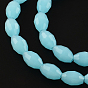 Faceted Rice Imitation Jade Glass Beads Strands, 4~5x6~7mm, Hole: 1mm, about 72pcs/strand, 16.7 inch