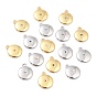 Brass Micro Pave Cubic Zirconia Charms, Long-Lasting Plated, Flat Round with Star