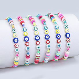 Colorful Woven Bracelet for Girls with Lucky Friendship Charm and Evil Eye Protection