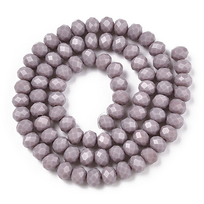 Opaque Solid Color Glass Beads Strands, Imitation Jade Beads, Faceted, Rondelle
