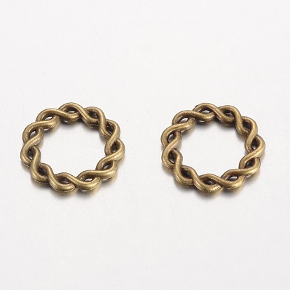 Ring Tibetan Style Alloy Linking Rings, Lead Free & Nickel Free & Cadmium Free, 20x2.5mm, Hole: 13.5mm, about 625pcs/kg