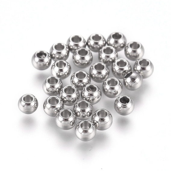 316L Surgical Stainless Steel Beads, Round