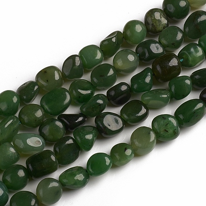 Brins de perles de jaspe verts naturels, pierre tombée, nuggets