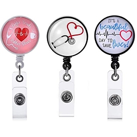 Gorgecraft ABS Plastic Retractable Badge Reel, Card Holders, with Iron Alligator Clips, Flat Round