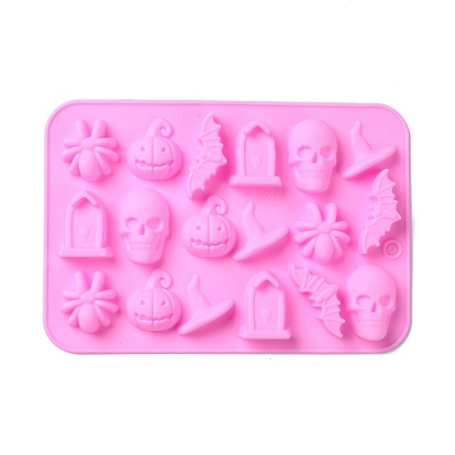 Halloween Theme Tombstone/Skull/Bat Cake Decoration Food Grade Silicone Molds, Fondant Molds, for Chocolate, Candy, UV Resin & Epoxy Resin Craft Making