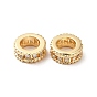 Micro cuivres ouvrent zircone cubique perles européennes, Perles avec un grand trou   , réel 18 k plaqué or, plat rond