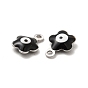 304 Stainless Steel Enamel Charms, Flower with Evil Eye Charm
