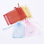 4 bolsas de organza de colores, con cintas