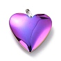 Electroplate Non-magnetic Synthetic Hematite Pendants, with Platinum Tone Brass Findings, Rainbow Heart