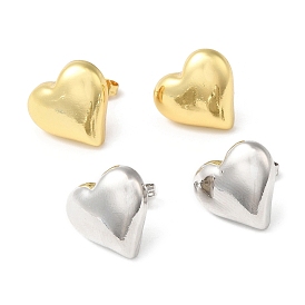 Rack Plating Brass Heart Stud Earrings