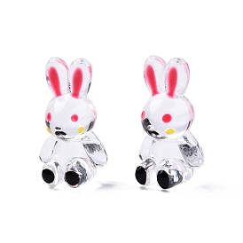 Transparent Acrylic Enamel Beads, Rabbit