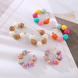 Colorful Bohemian Woven Earrings - Cute, Fashionable, Unique, C-shaped, European and American Style