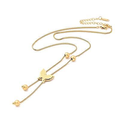 Collier lariat pendentif papillon avec chaînes vénitiennes, placage ionique (ip) 304 bijoux en acier inoxydable pour femmes