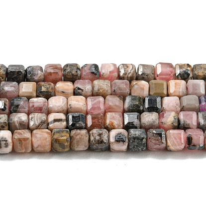 Natural Rhodonite Beads Strands, Faceted Cube