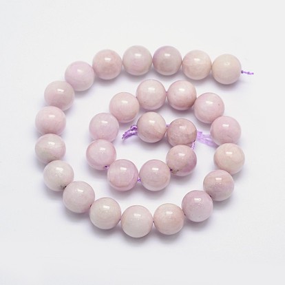 Kunzite naturel brins de perles rondes, perles de spodumène