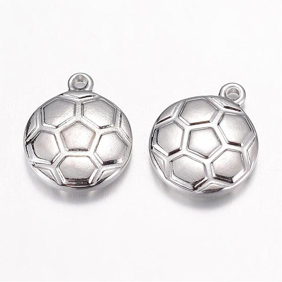 304 Stainless Steel Charms, FootBall/Soccer Ball