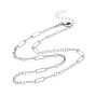 Chain Necklaces, with Brass Rolo Chains, 304 Stainless Steel Paperclip Chains and Lobster Claw Clasps