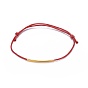 Adjustable Bracelets, with Waxed Cotton Cord and Brass Tube Beads, Golden