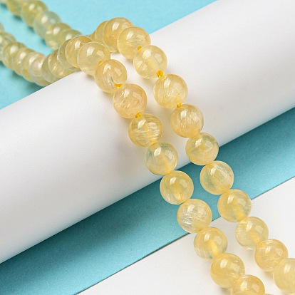 Natural Honey Calcite Beads Strands, Round