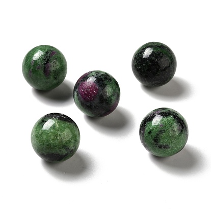 Natural Ruby in Zoisite Beads, No Hole/Undrilled, Round