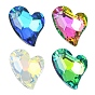 4 piezas 4 colgantes de vidrio galvanizado de colores, chapado en plata de fondo, facetados, encantos del corazón