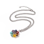 Collier pendentif fleur perlée de pierres précieuses naturelles et synthétiques mélangées, 304 bijoux en acier inoxydable pour femmes