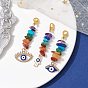 3 pcs 3 styles chakra bijoux alliage émail pendentif décorations, avec fermoirs mousquetons en alliage de zinc et perles de pierres précieuses, yeux et main de Hamsa