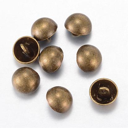 Alloy Shank Buttons, 1-Hole, Dome/Half Round