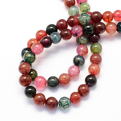Round Natural Agate Beads Strands, Dyed