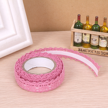 Flower Fabric Cord, with Double Side Adhesive Tape on the Other Side, 18mm, about 2m/roll, 1roll/box, box: 69x52x16mm