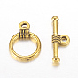 Tibetan Style Alloy Toggle Clasps, Cadmium Free & Lead Free, Ring: 11mm wide, 16mm long, Bar: 19mm long, hole: 1.5mm